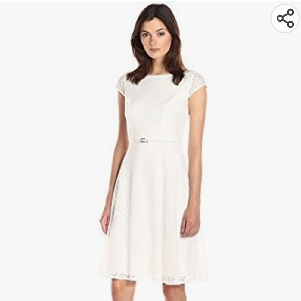 Kasper Women's Cap Sleeve Lace Dress, Size 8, Color-White